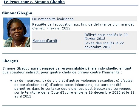 Mémo de la CPI sur Simone Gbagbo